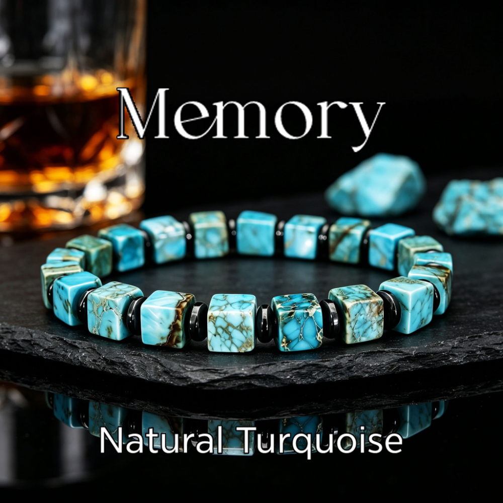 TEMU Pulsera de memoria casual con cuentas cuadradas de natural, cordón elástico a - Joyería amigable, se a los brazos de los tamaños, accesorio