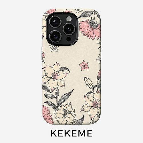 phone case kekeme elegant floral language film 2 in 1 suitable for iphone 17 16 15 14 13 12 11 pro 15 14 plus 17 coverage anti drop unisex phone case