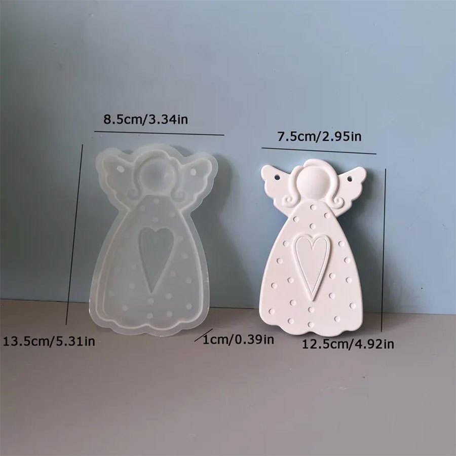 Heart Silicone Mold, Pendant Resin Mold, Wings Christmas Tree Decoration Mold, Concrete Cement Plaster Mold
