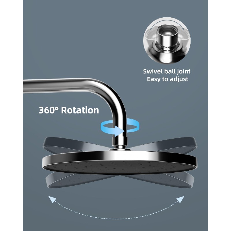 10-Inch Round Fixed Rainfall Shower Head with Self-Cleaning Feature