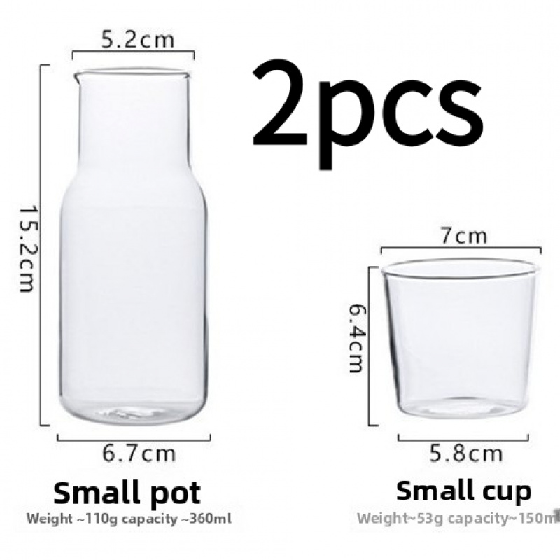 TEMU 2pcs High Borosilicate Glass Water Pitcher, 1 Pitcher And 1 Cup Set, Transparent Glass Juice And Beverage Pitcher