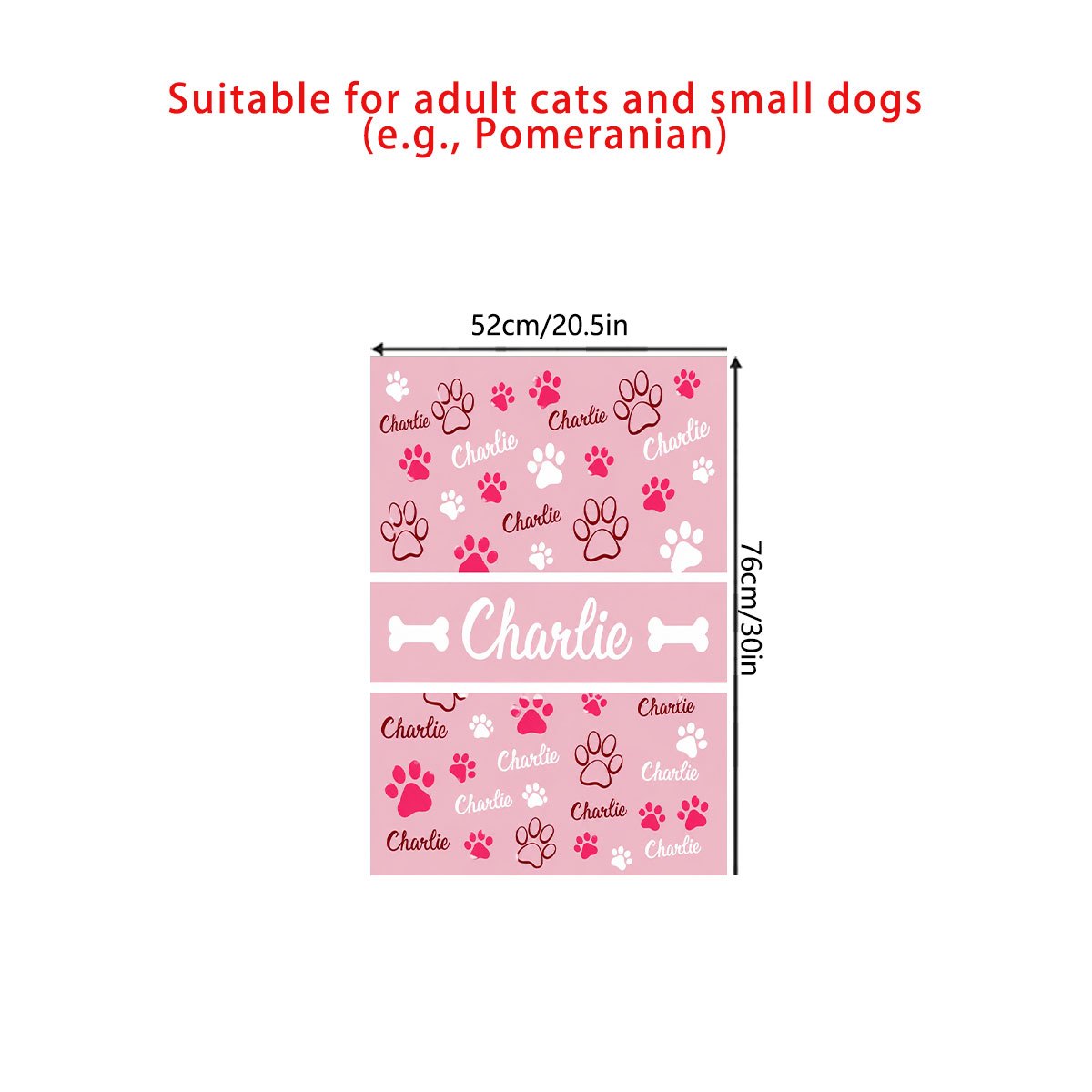 TEMU 1pc Personalized Blanket Custom Paw Bone Print With Center Custom Name Band Soft Flannel Throw Blanket Customized Pet Memory Blanket Gift For