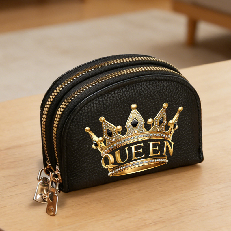 TEMU 1pc, Queen Crown Wallet For Men, Zip Closure, Multiple Card Slots, Large Capacity, ? - Perfect Gift For Fathers, Husbands, Brothers