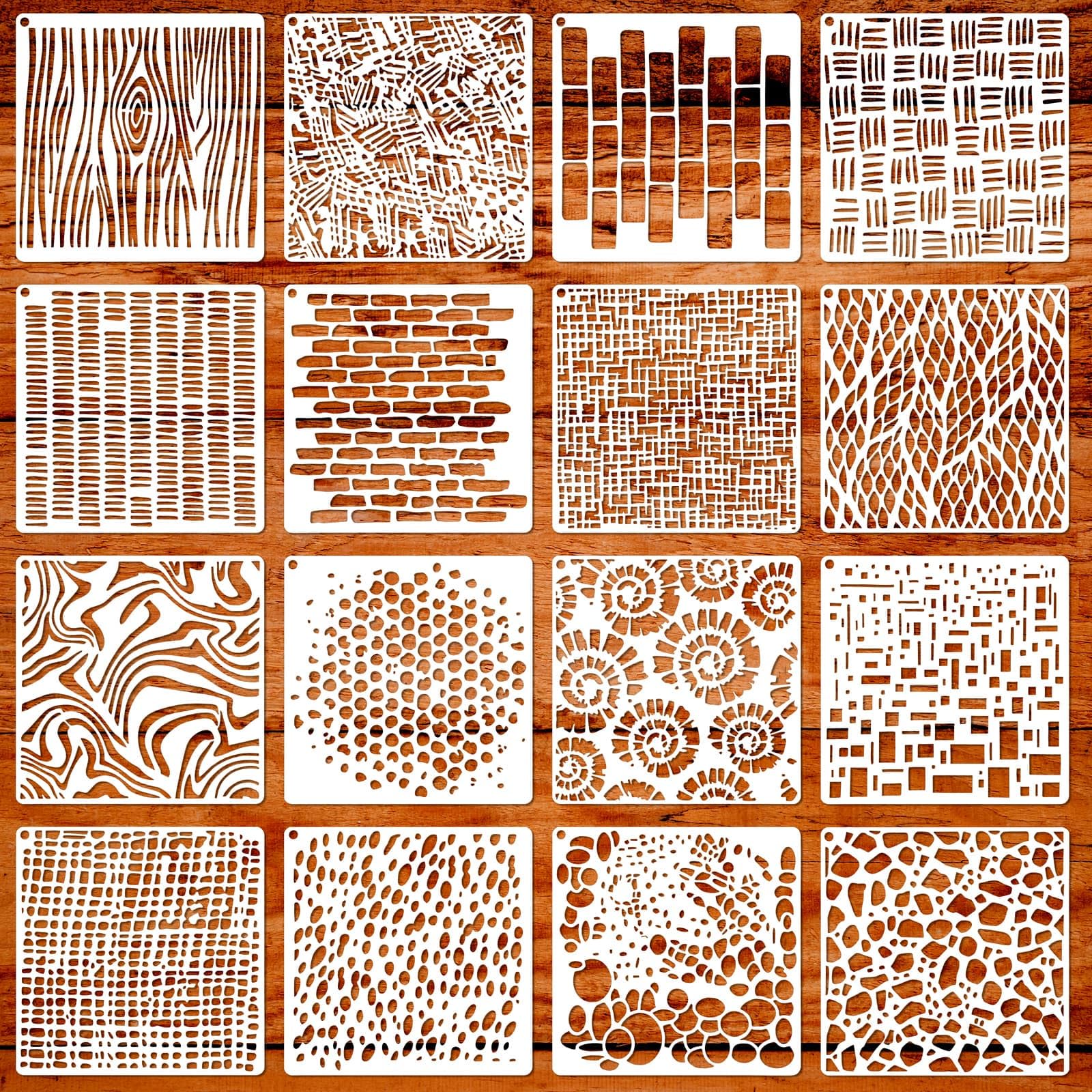 TEMU 16pcs Reusable Geometric Stencils Suitable For Wood, Floor, Rock Painting & Card Making - Templates With Multi-shape Patterns (circles, Squares,