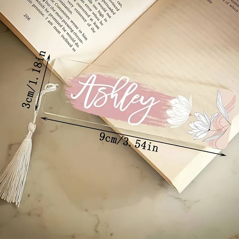 TEMU Personalized Acrylic Bookmark With Tassel - Custom Name Engraved, Handmade , Durable Book Lover Gift For Christmas, Mom, Readers (tassel Color