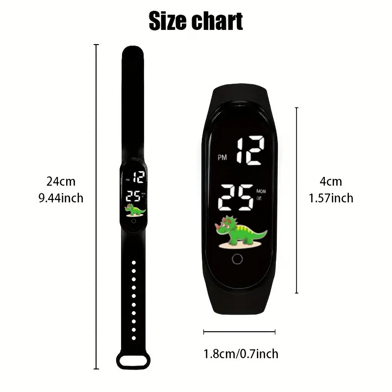 8pc Boy Dinosaur Pattern Digital Watch Bracelet Set