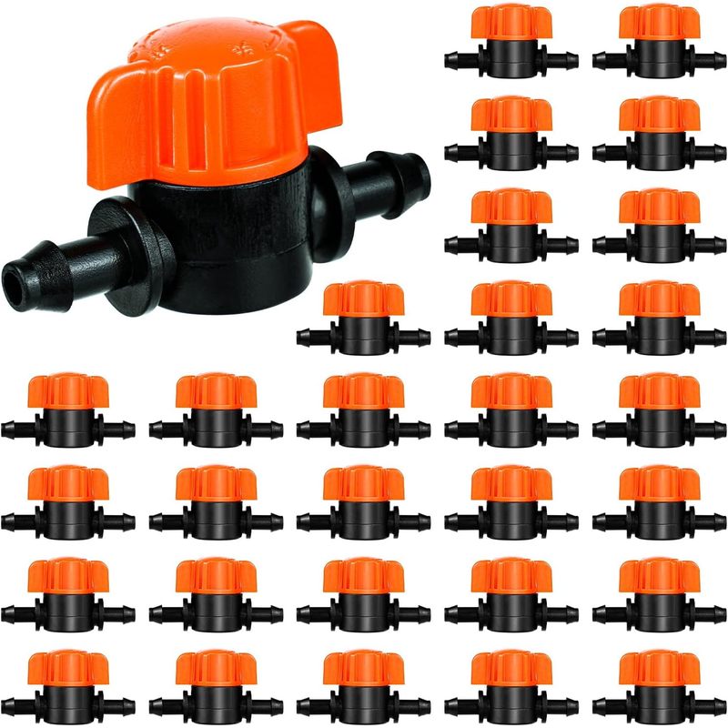 TEMU 30 Pezzi Valvole di Irrigazione a 1/4 Pollice, Valvola di Interruzione per Tubo di Irrigazione a 1/4", Valvola di Chiusura per di Irrigazione da