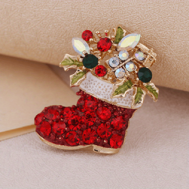 TEMU 1 pieza de broche de copo de nieve navideño, broche de bota navideña, broche de festival de invierno, joyería, decoraciones para fiestas de boda