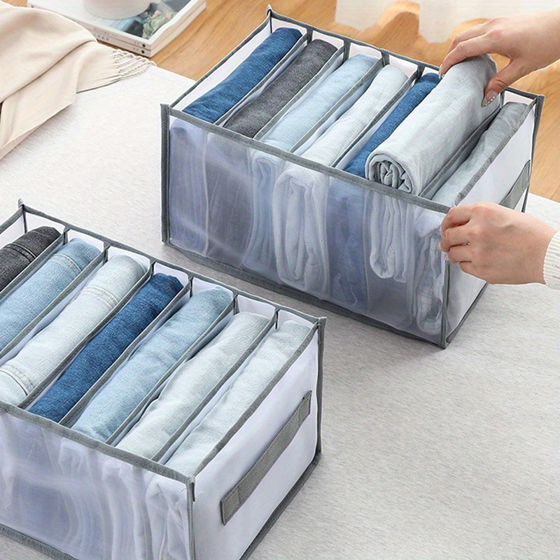 3pcs Premium Fabric Wardrobe Storage Boxes - with Handles, Foldable Drawer Organizer, Transparent Mesh Design, Space-Saving Clothing Storage System, Suitable for Shirts, Pants, Underwear, Socks - Lightweight and Easy to Use, Grey, Lightweight