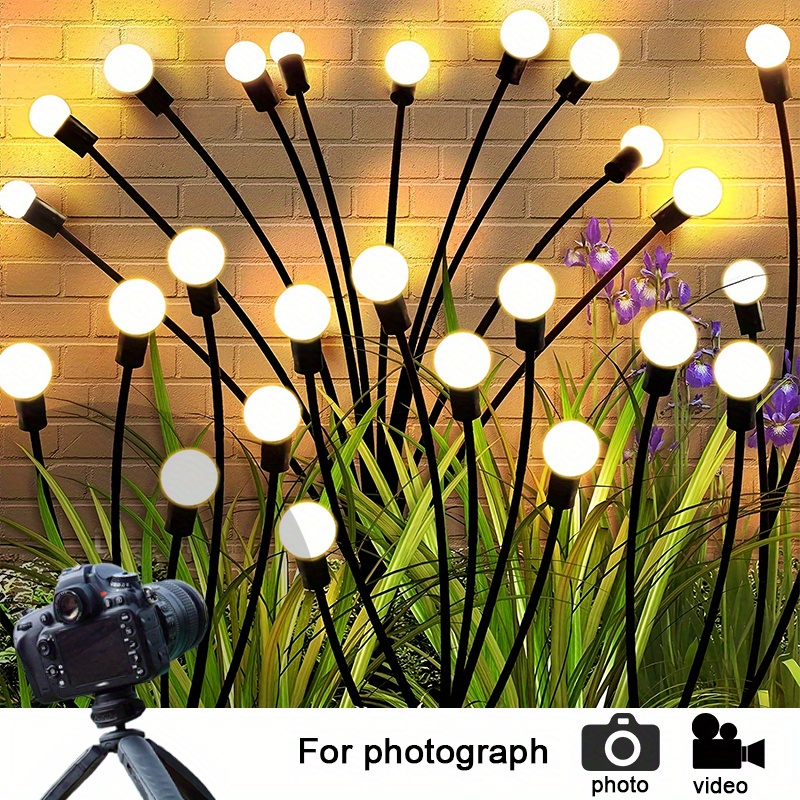 FACHOI Solar Firefly Lights, 8 Modes Adjustable LED Garden Decoration, IP65 Water-Resistant, Solar-Powered with Smart Sensor for Outdoor Landscape, Walkway, Park, and Party Lighting, 8/12 Intensity Options, Walkway Lighting | Decorative Garden Lights | Intelligent Sensor Light, FACHOI