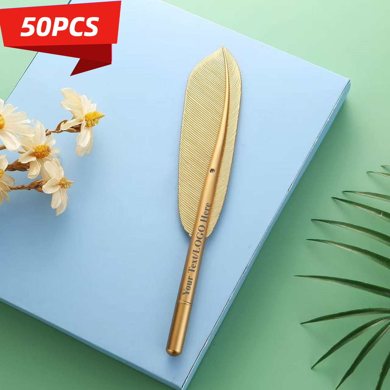 TEMU 50 pz Penna Piuma Pennello Personalizzata , Penna a Sfera Personalizzata con Piuma e Punta Fine da 0,3 mm, Regalo Elegante per Matrimonio e