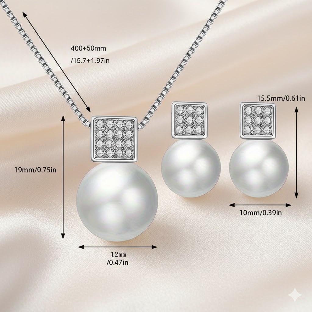 Beautiful Pendant Necklace and Earrings Set, Elegant Gift