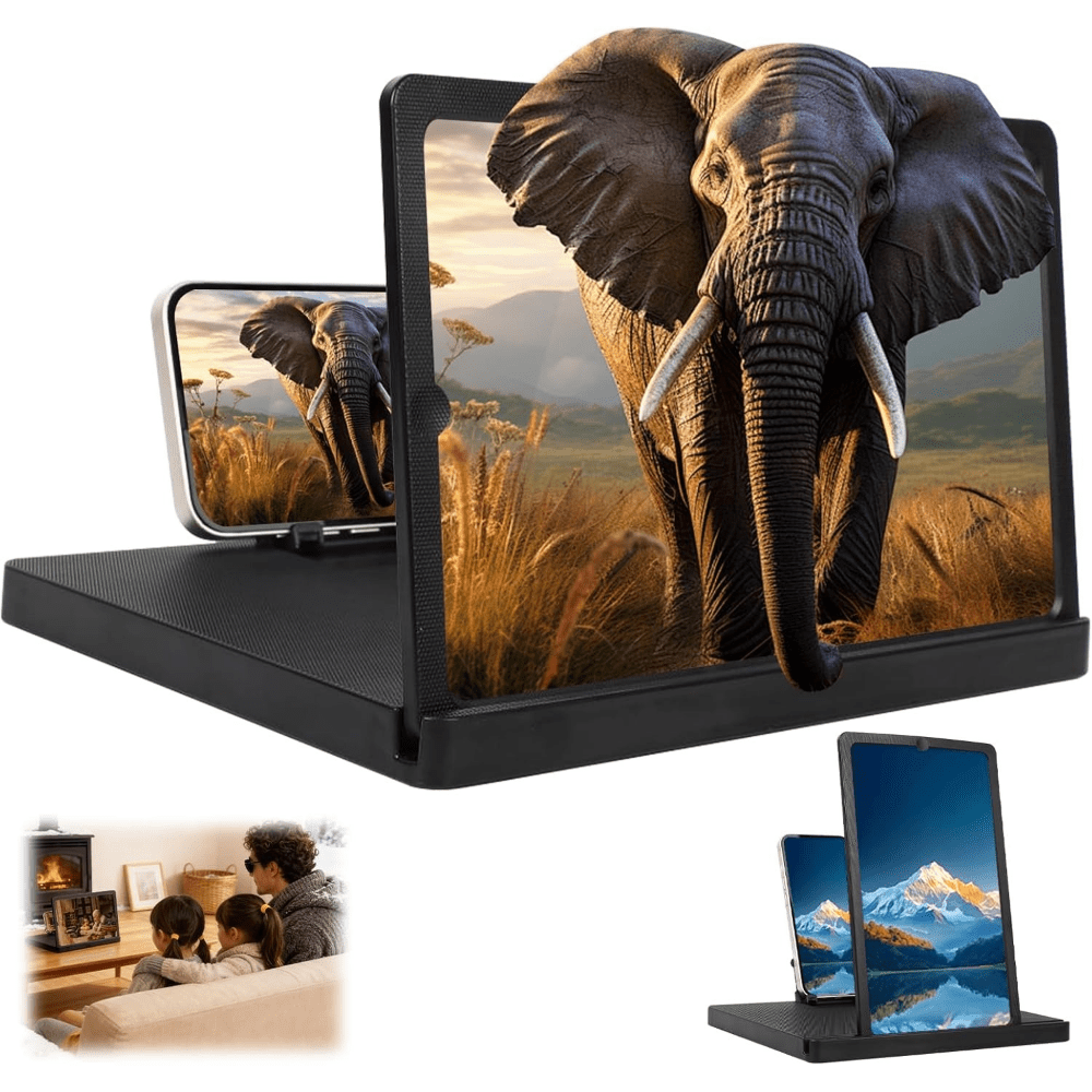 large phone magnifier high definition screen enlarger collapsible phone holder with movie screen enhancer for travel compact 3d magnifying display for seniors compatible with all smartphones 12 inches