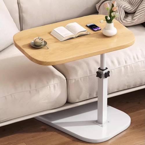 adjustable height 360 rotating multifunctional sofa side table with wood grain heavy duty hardwood construction space saving design height adjustment easy assembly for living room bedside home office sturdy modern end table furniture for home