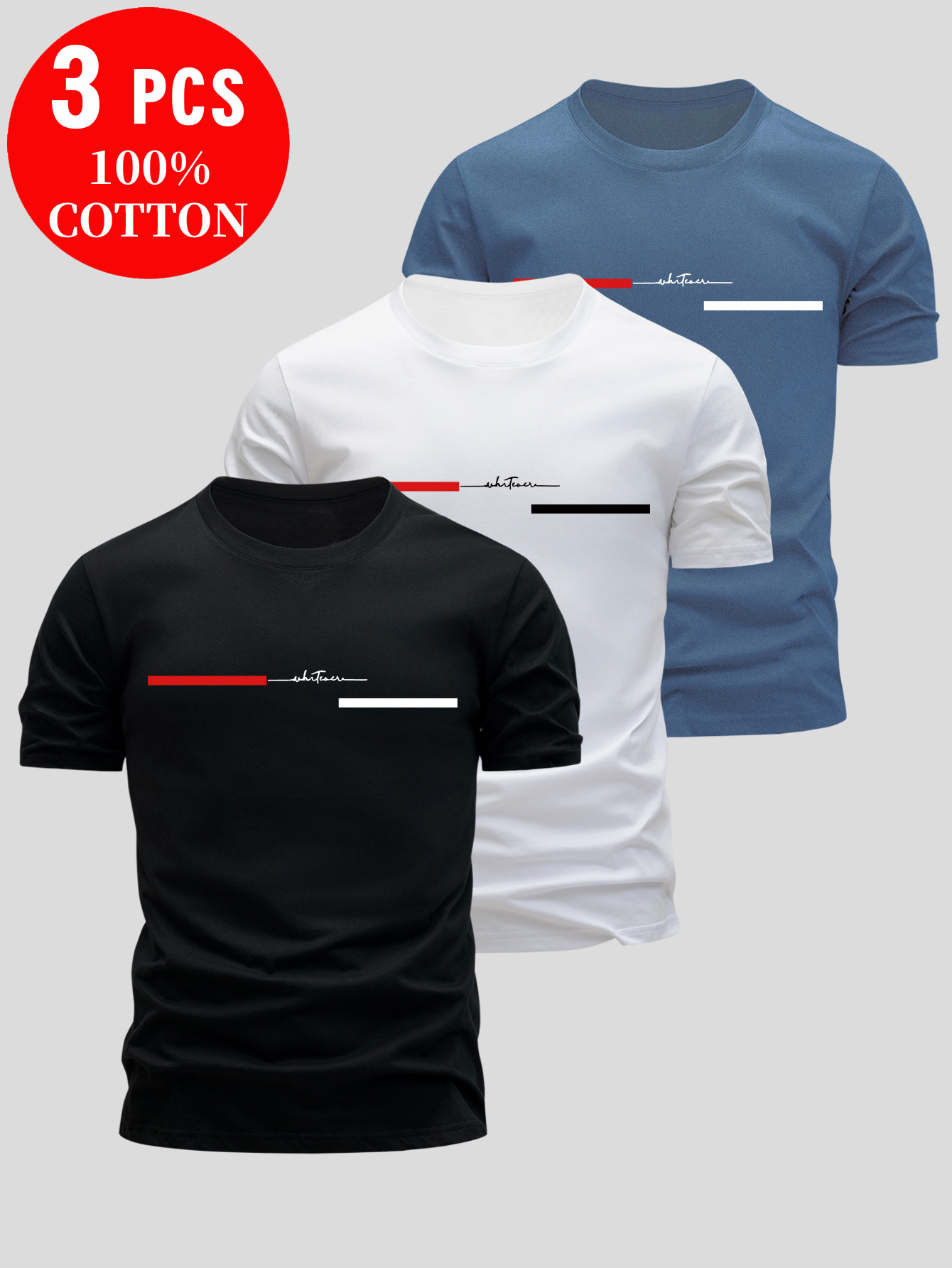 3pcs 100 cotton t shirts breathable comfortable     neck short sleeve   with letter print applique details 100 cotton for men for sports outdoor activities casual wear multiple colors   outdoor activities tee crew neck shirt cotton tshirt 0