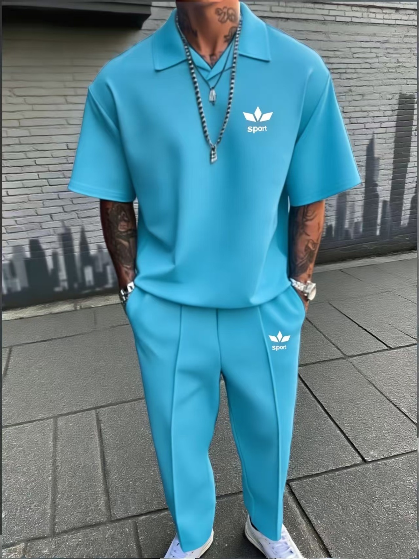mens 2pcs casual sports suit with printed design and high quality elegant fabrics ideal for daily use and outdoor adventure novelty pajamas and loungewear suits