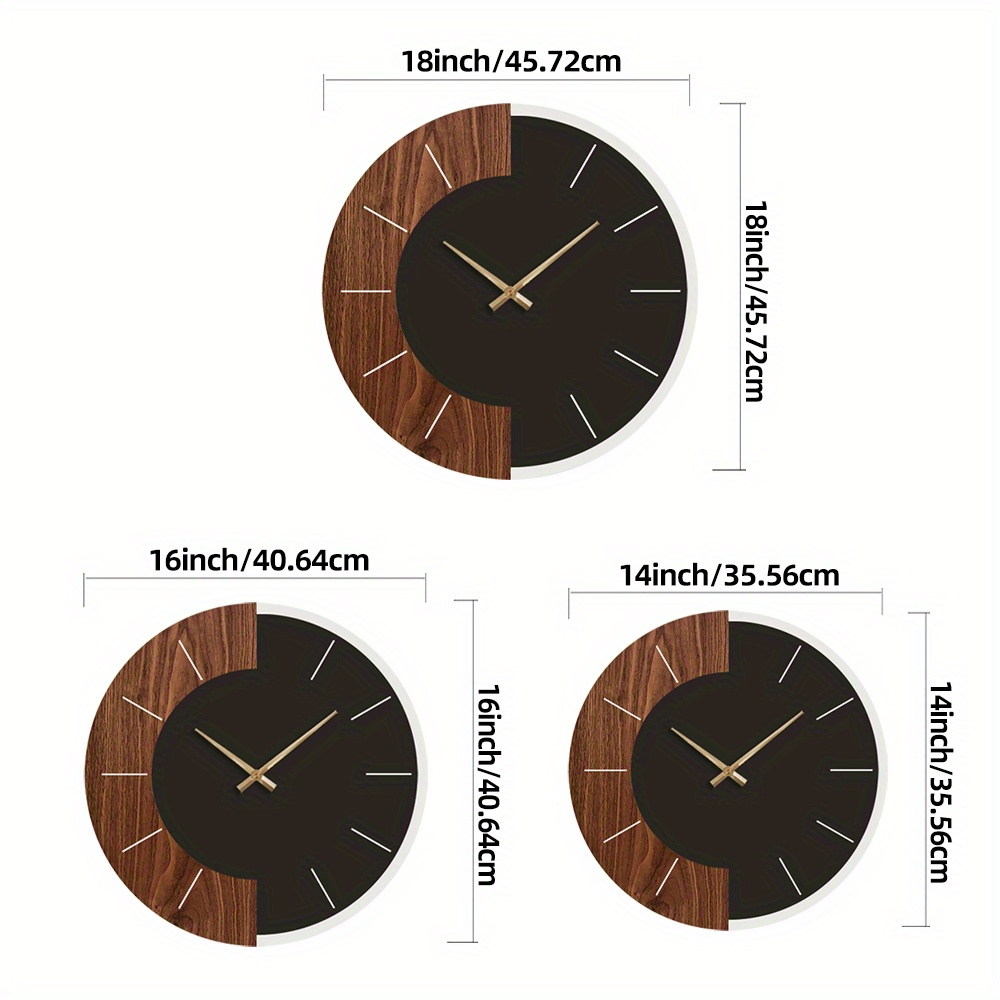Artistic Silent Round Wall Clock Made of Wood, Battery-Operated, Perfect for Home Decoration in Sizes 14, 16, And 45.72 cm. Ideal for Enhancing The Decor of Kitchens, Living Rooms, Bedrooms, And Offices