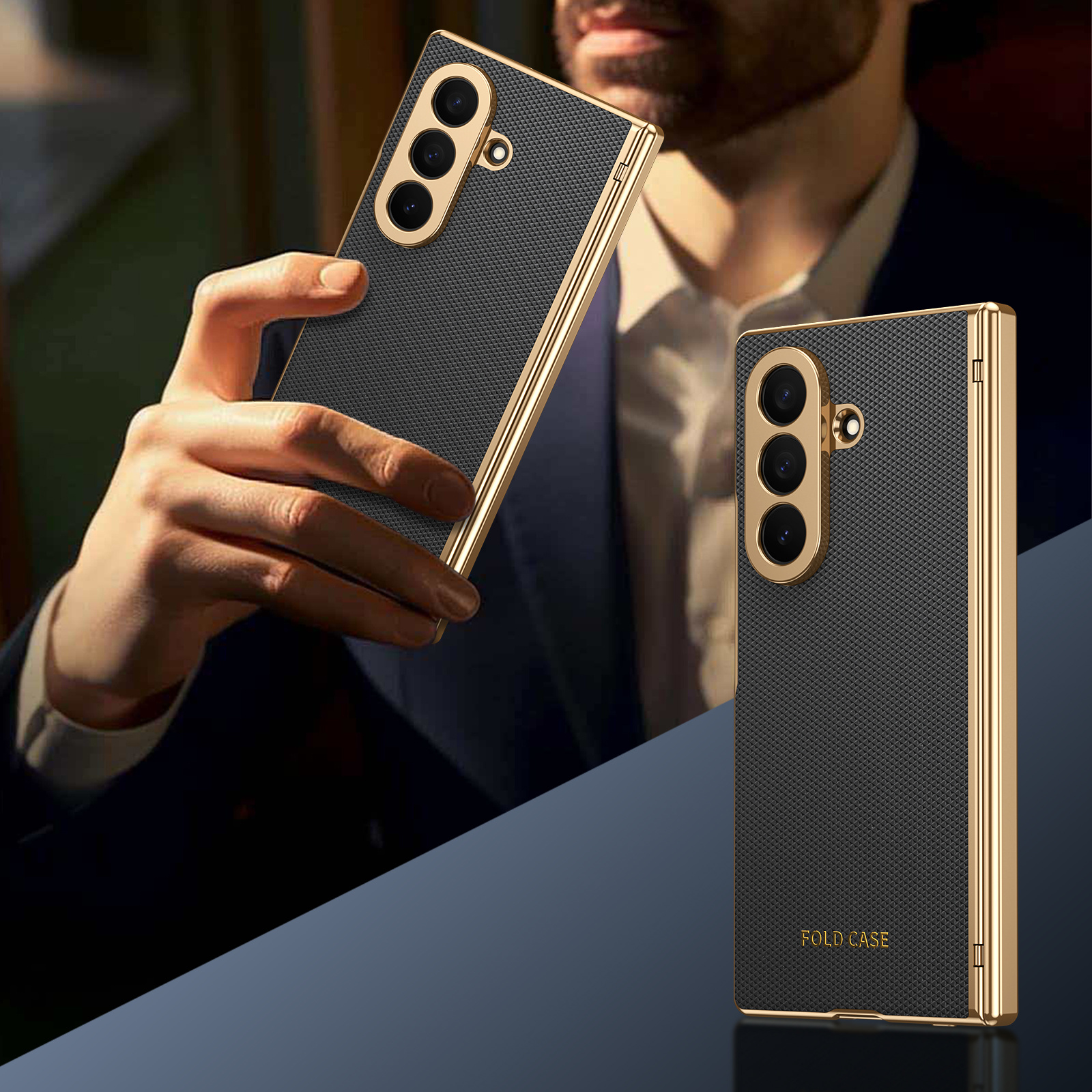 Coque de téléphone - Coque de téléphone TPU tout-en-un avec protection de charnière, convient pour Samsung Z Fold7 Fold6 Fold5 Fold4 Fold3, coque de téléphone pliante d'affaires, &Cadeau pour papa&Cadeau pour papa&Accessoires de téléphone portable