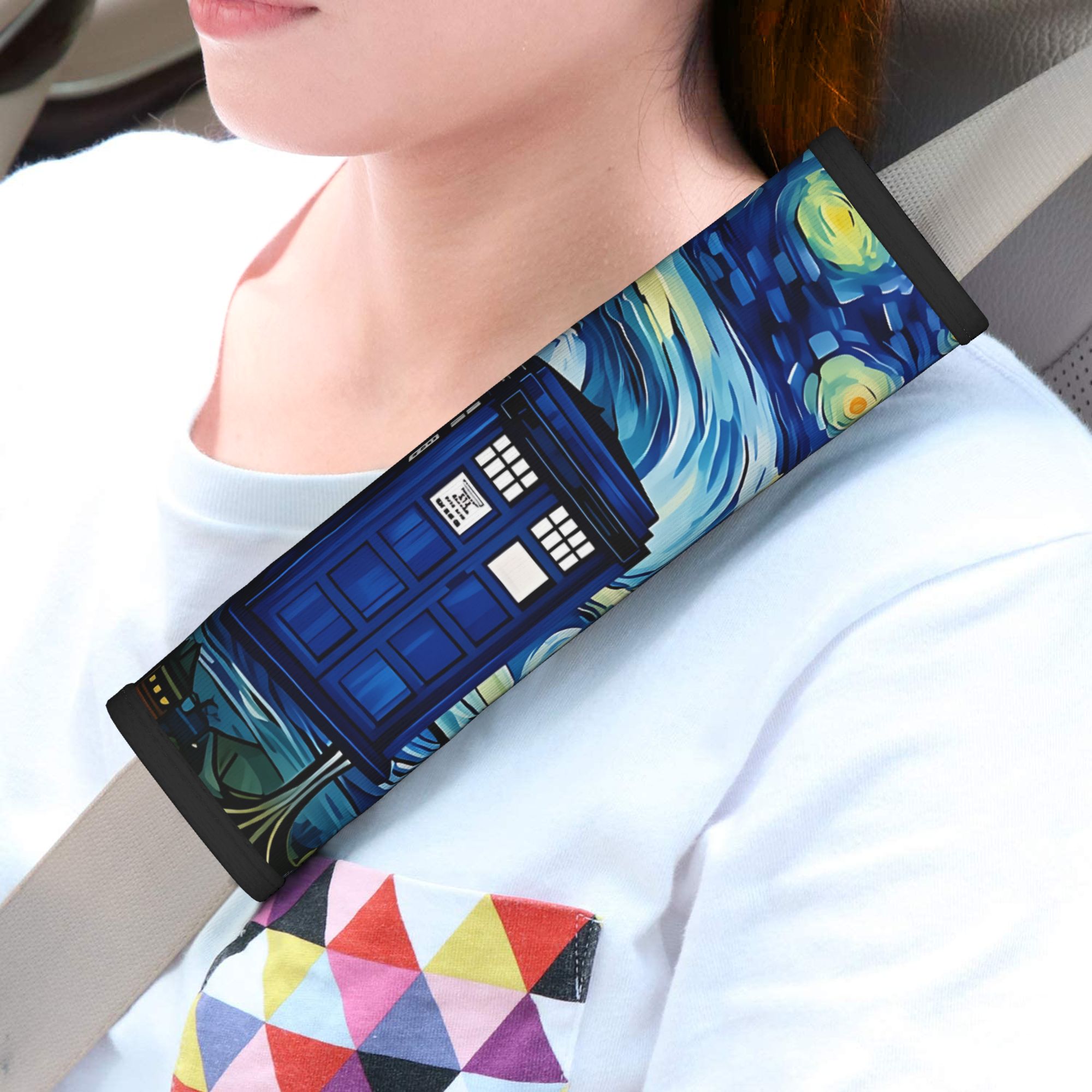 TEMU 1pc Car Seat Belt Cover Featuring The In Van Gogh's Starry Night: A Fusion And Art. Compatible With For All Vehicle Models, Perfect For Shoulder
