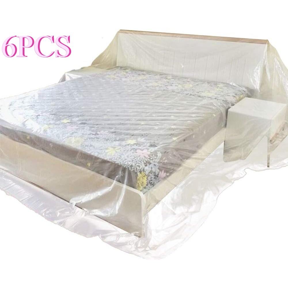 TEMU Lot de 6 housses de élastiques pour meubles, adaptées pour canapé, lit, chaise, housse en film plastique avec fermeture à cordon de serrage,