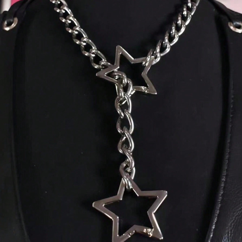 TEMU 1pc Fashionable Elegant Women Jewelry Adjustable Star Pendant Necklace, Women Fashion Cool Choker Punk Aesthetic Goth Necklaces, Suitable For