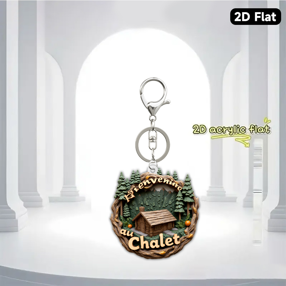 TEMU [2D Plat] [2D Plat] 1pc de porte-clés plat 2D en acrylique mesurant 5Cm / 1.97In, avec un pendentif de représentant un panneau de retraite
