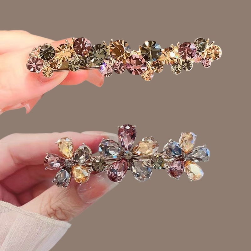 TEMU 2pcs Set Of Rhinestone Clips Sparkling Iridescent Straight Clamps Sweet Hairpins Beautiful With Any Match
