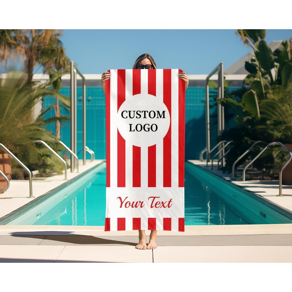 TEMU Serviette de plage personnalisée, serviette de plage personnalisée avec logo, créez votre , pour la baignade, , les , le 'équipe, les activités