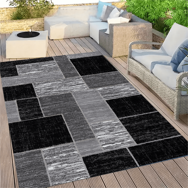 Large Rectangular Checkered Mat, Nordic Style