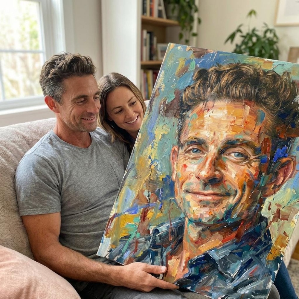 TEMU 2d Flat, 2d Flat, Personalized Modern Portrait From Your Photograph - Stunning Wall Decoration. Either A Wrapped Canvas Or An Unframed Print. An