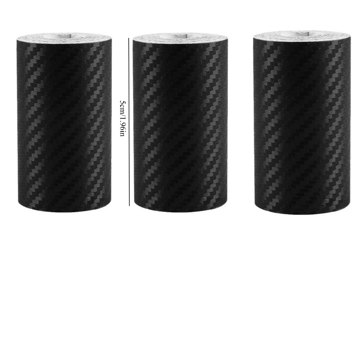 TEMU Cinta de de carbono 3D de resistencia en rollos de tres | Tiras de protección para parachoques y umbrales resistentes a los arañazos, negras,