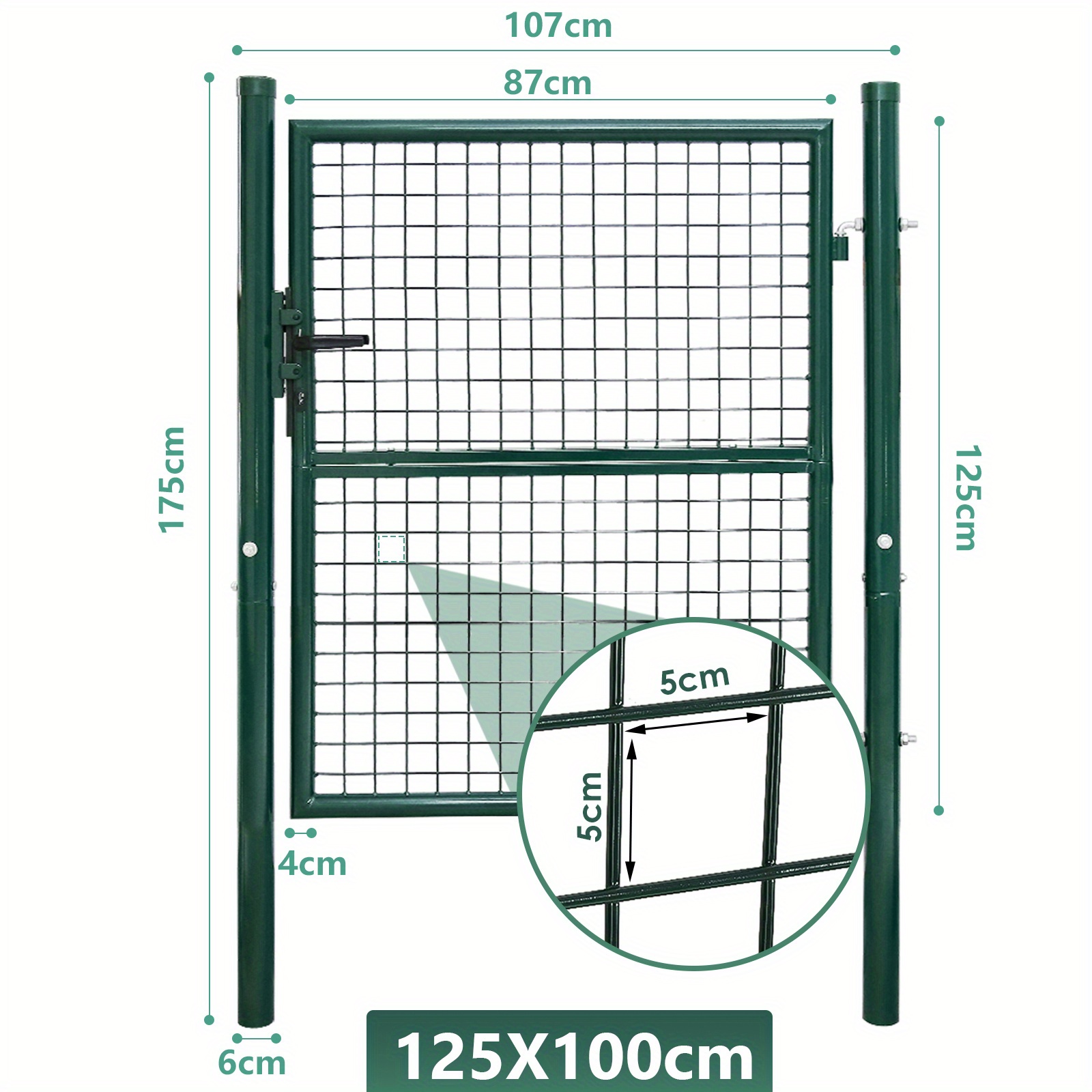 TEMU da Giardino in Metallo Resistente con Serratura, Porta Recinzione in Rete Decorativa, Opzioni /120/125/150CM, per , Giardino, Patio, Spazi