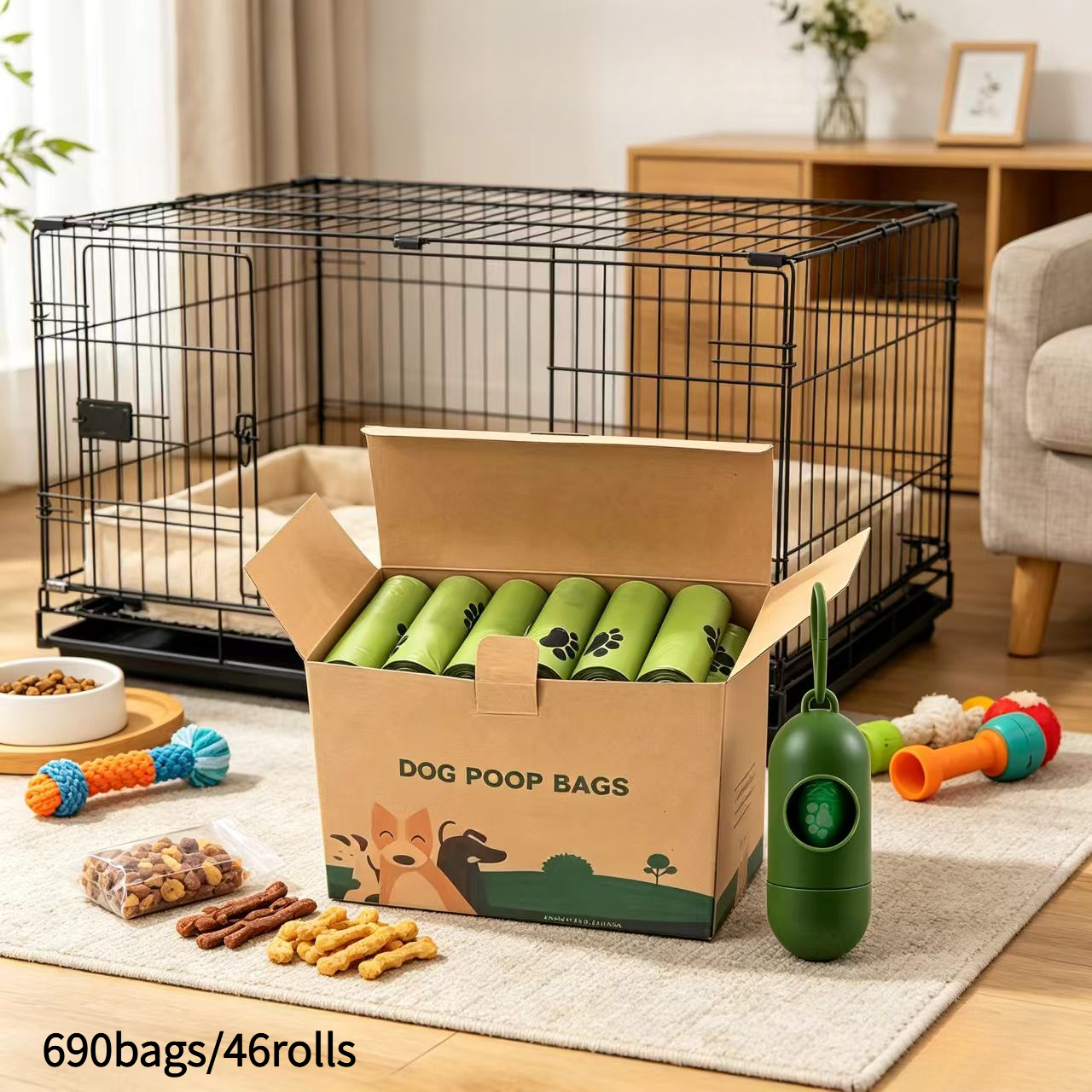 TEMU Dog Poop Bag, Rolls, 690pcs, Thick And Sturdy, Leak-proof Dog Poop Bag With Dispenser (green)
