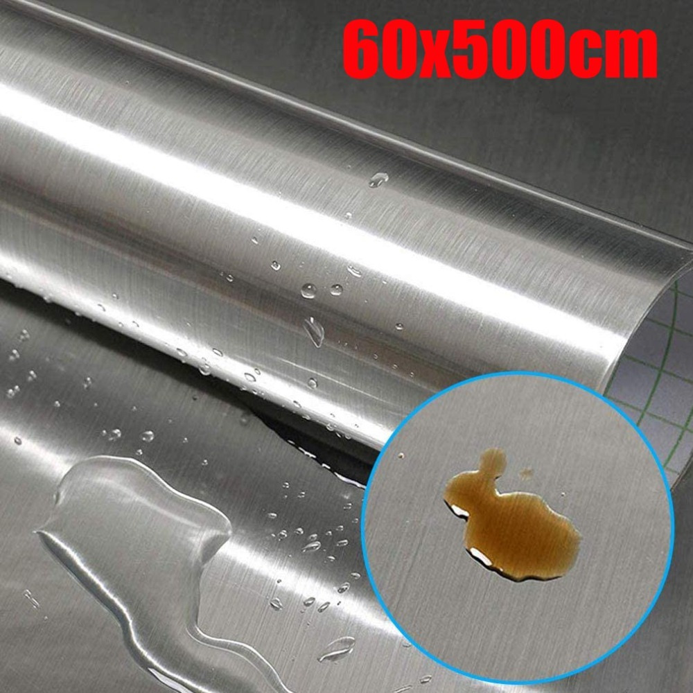 Image of Kitchen Refrigerator Home Anti-scratch Stickers Metal Texture Self-adhesive Film Silvery Furniture Film