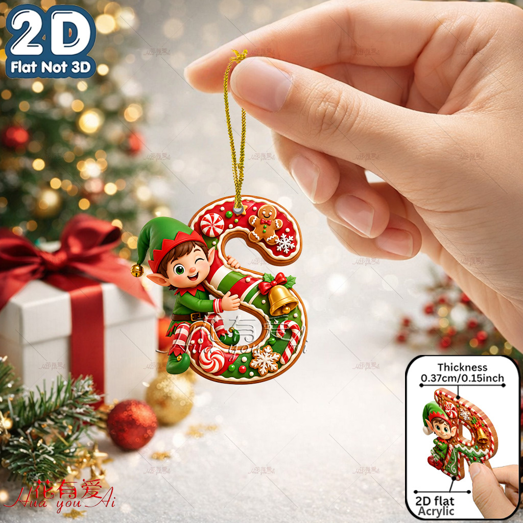 TEMU [2d Flat] Acrylic Ornaments, Christmas, Christmas , Santa Hats, New Year, 26 Alphabet Designs, Novelty Ornaments, Holiday Decorations, 2d Flat,