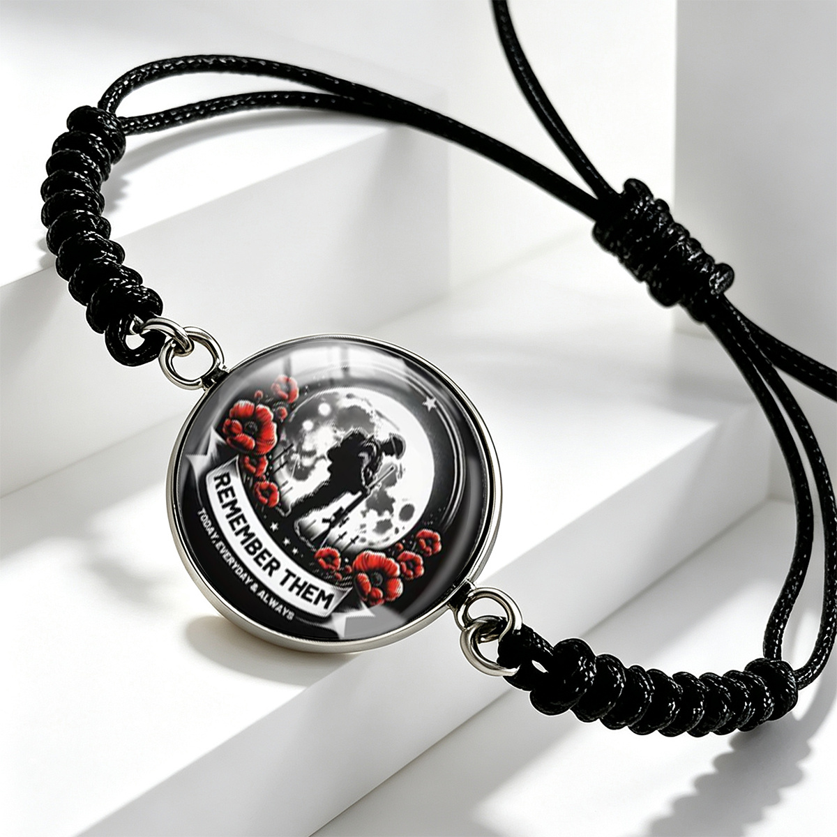Moonlit Night Figure Silhouette Floral Pattern Adjustable Bracelet