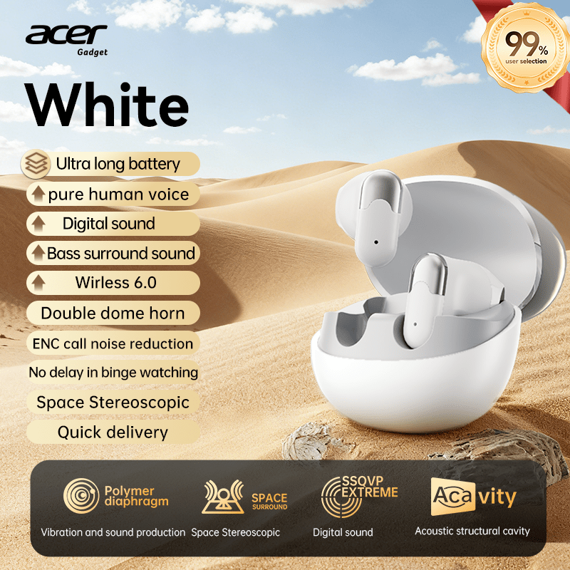 TEMU Auriculares inalámbricos TWS semi-intrauditivos OHR628 oficiales originales de , mejorados, Bluetooth 6.0, cancelación de ruido ENC, de sonido