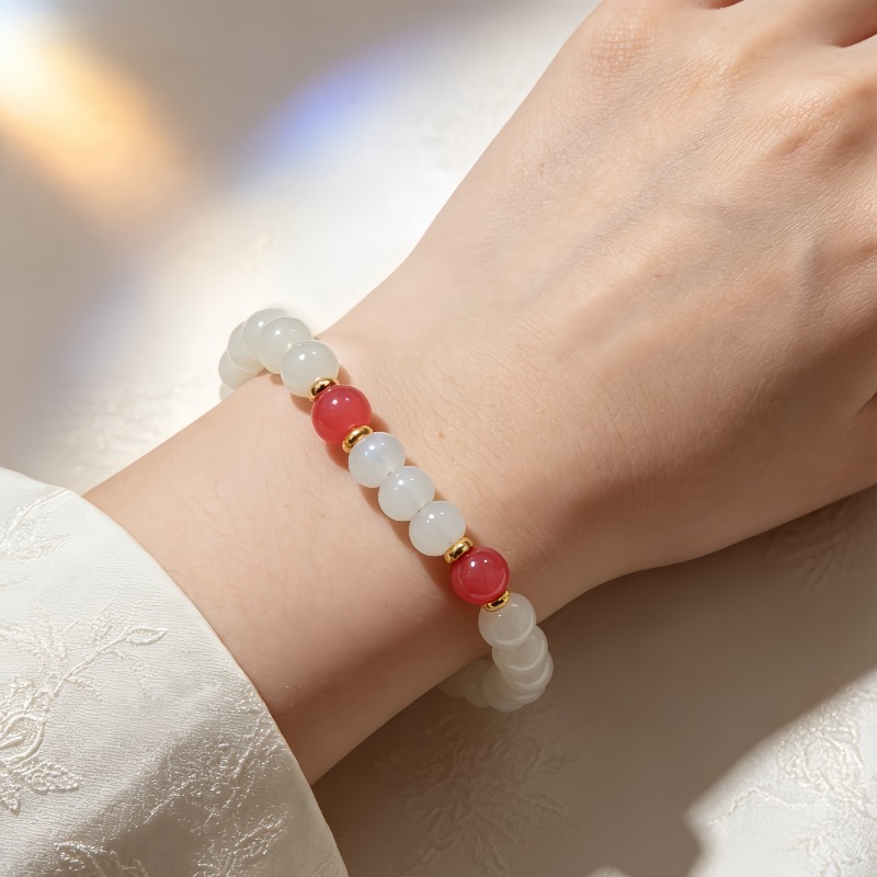 Creamy Chalcedony Powder Bead Moonstone Bracelet