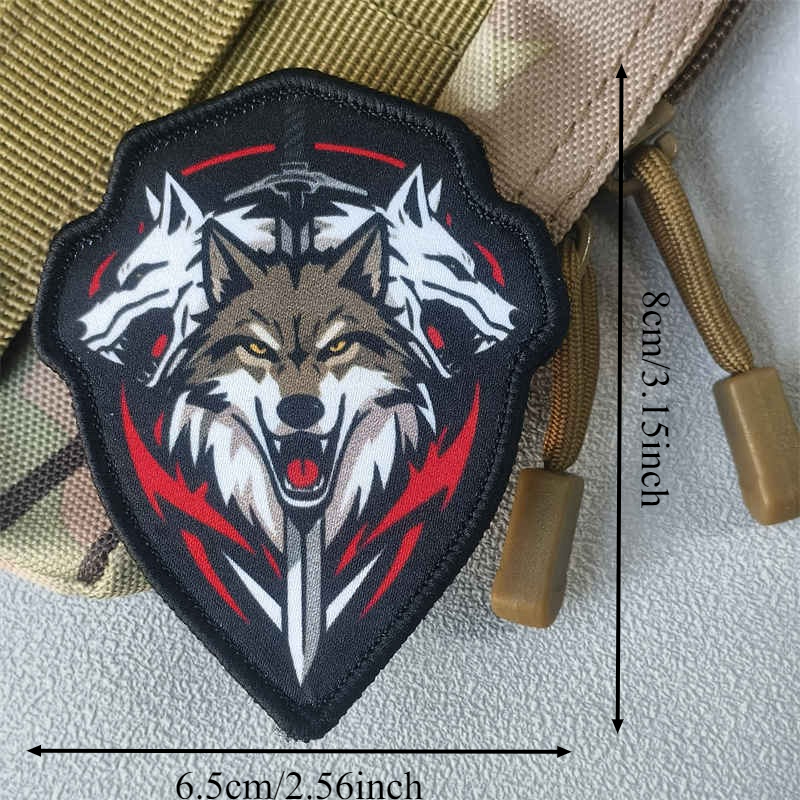 Sword Shadow 3 Headed Dog Print Patch Tactical Vest Hook And Loop Armband Backpack Morale Badge Sticker Patches For Clothing