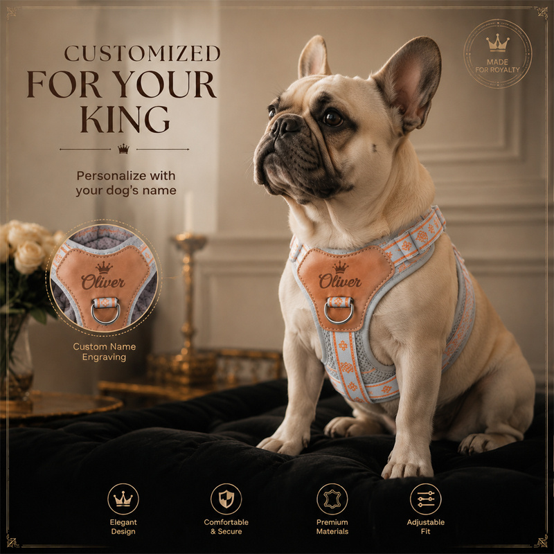 Soft-Lined No-Pull Dog Harness with Personalized Crown Logo
