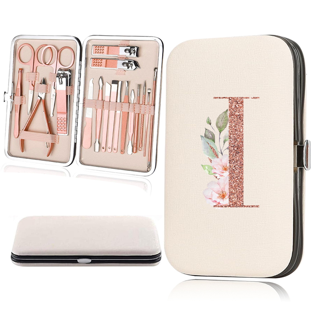 18pcs Rose Golden Nail Studio Set with Portable Storage Box