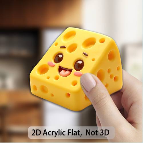 1pc cute cheese character magnet 2d flat acrylic and rubber soft magnet with holes and smile and plush collectors