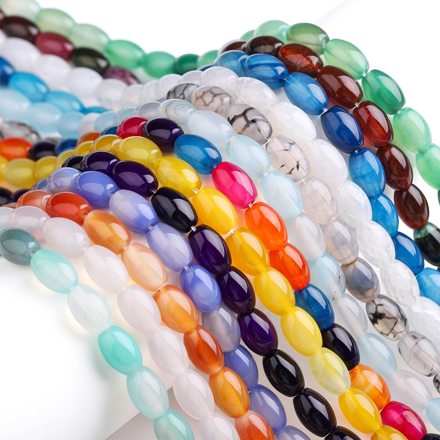 8X12Mm Natural Stone Multi-Color Agate Seed Beads