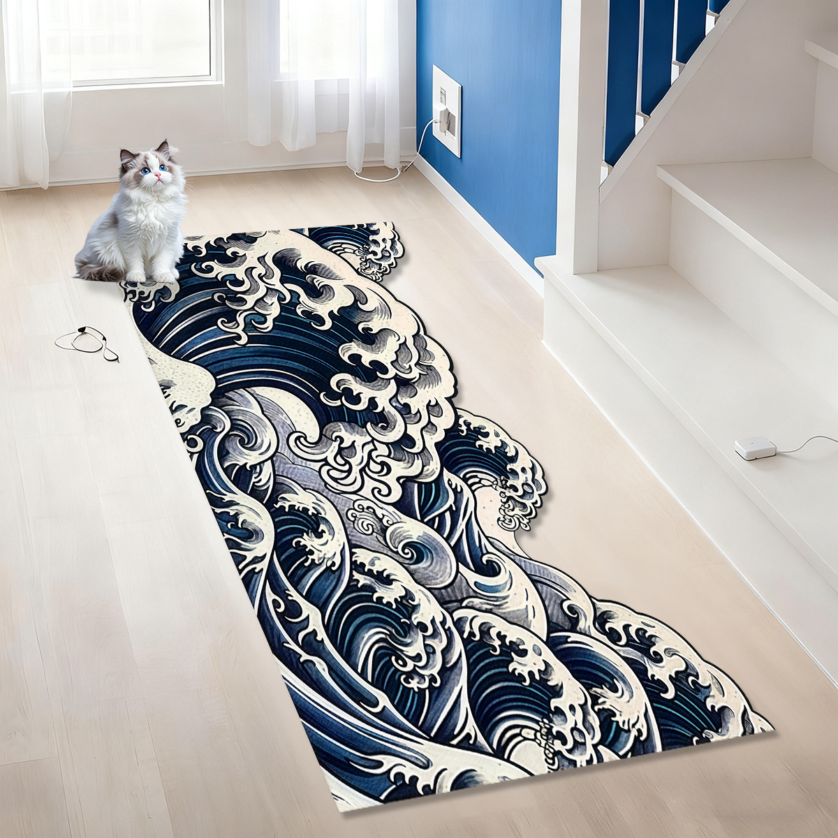TEMU 1pc Of Mat Carpet, Velvet 850g/mÂ², Suitable For Indoor And Outdoor Doorways, Festive Decoration And Gifts, Featuring A Wave Art Pattern. Usable