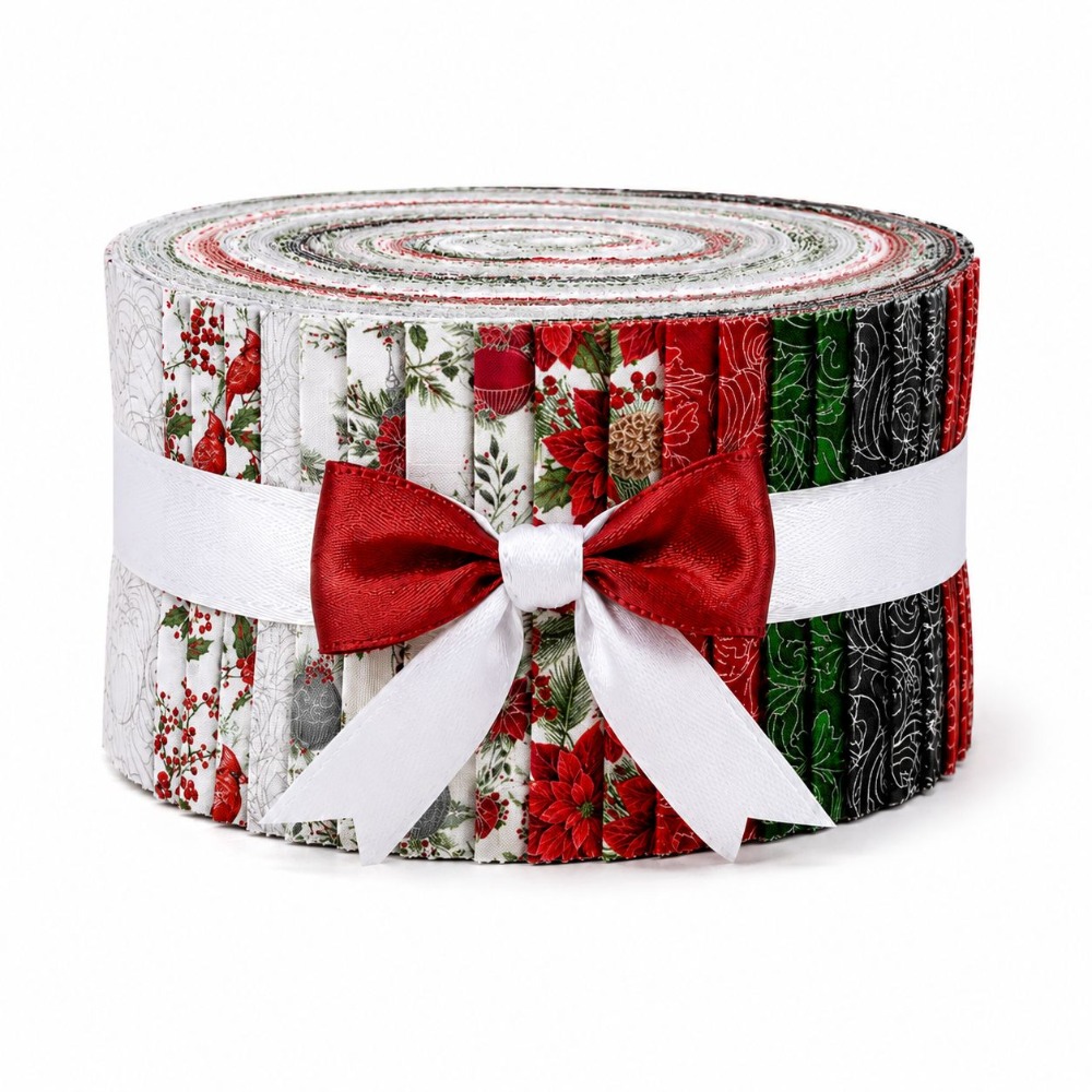 TEMU 38pcs 6.5 X 50cm (2.55 X 19.7in) Christmas Festive Style Winter Ivy Bluebird Dark Pattern Solid Color Spiral Fabric Strips, Dense Weave Thick