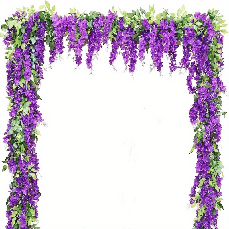 

1pc Wisteria Hanging Flowers Purple Wisteria Flowers Vine Garland Artificial Wisteria Hanging Flower Decor For Wedding Arch Party Garden Home Decor Table Backdrop