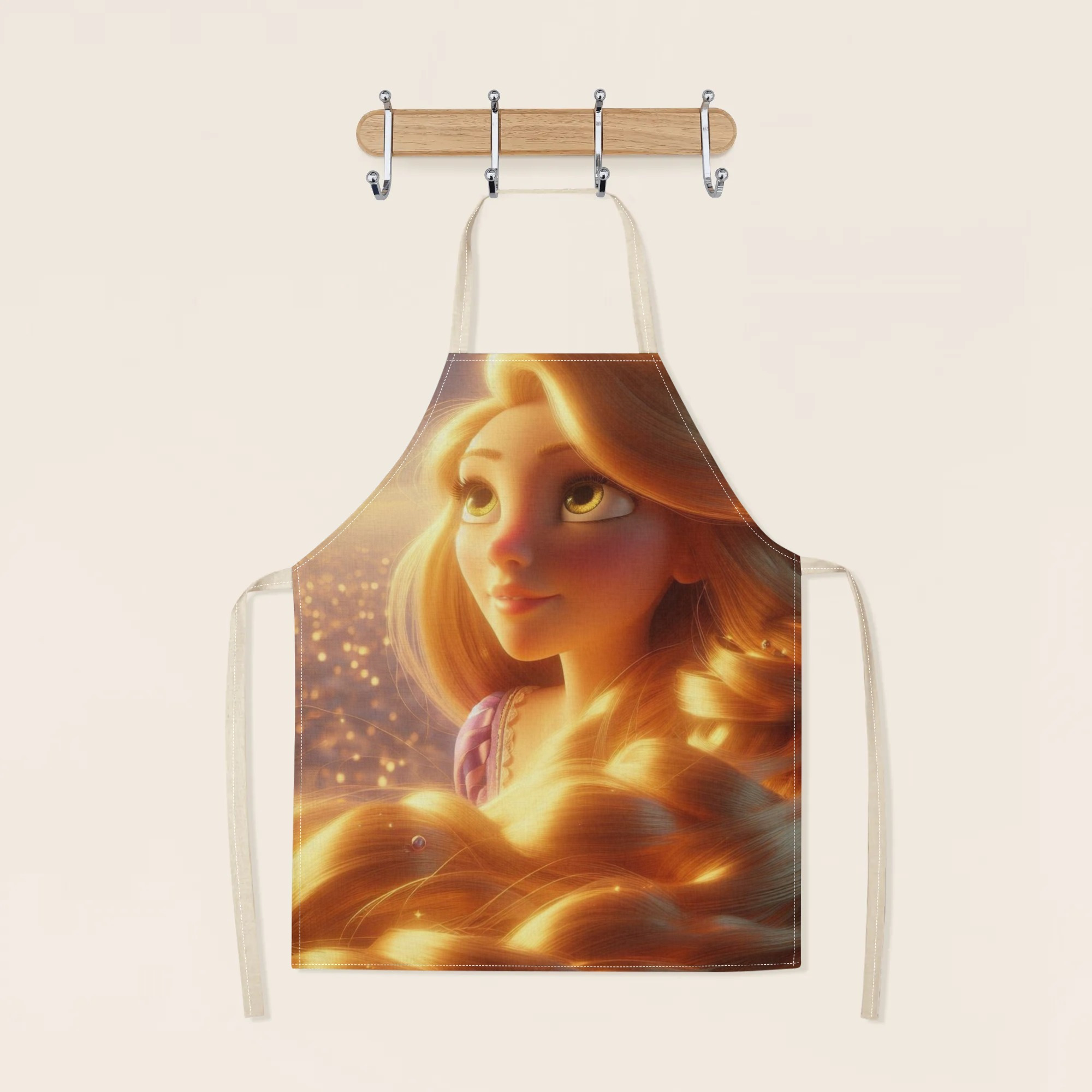 disney   waterproof apron - vibrant cartoon princess design,   polyester, ideal for home, restaurants, cafes & supermarkets details 2