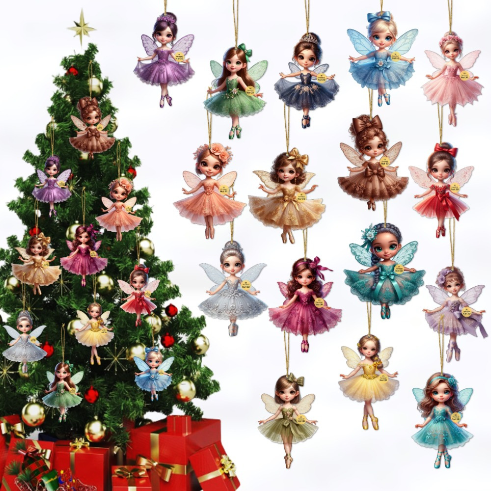 

16pcs/1set Ornaments - Hanging Manufactured Wood For Decorations, Christmas Tree Pendants, Tag Accessories