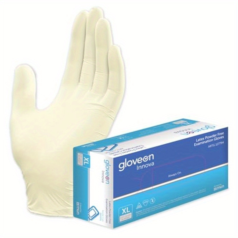 GloveOn Innova Latex Gloves PowderFree Lightweight Medical Grade Food Safe Disposable 100 Count GUYUTAO