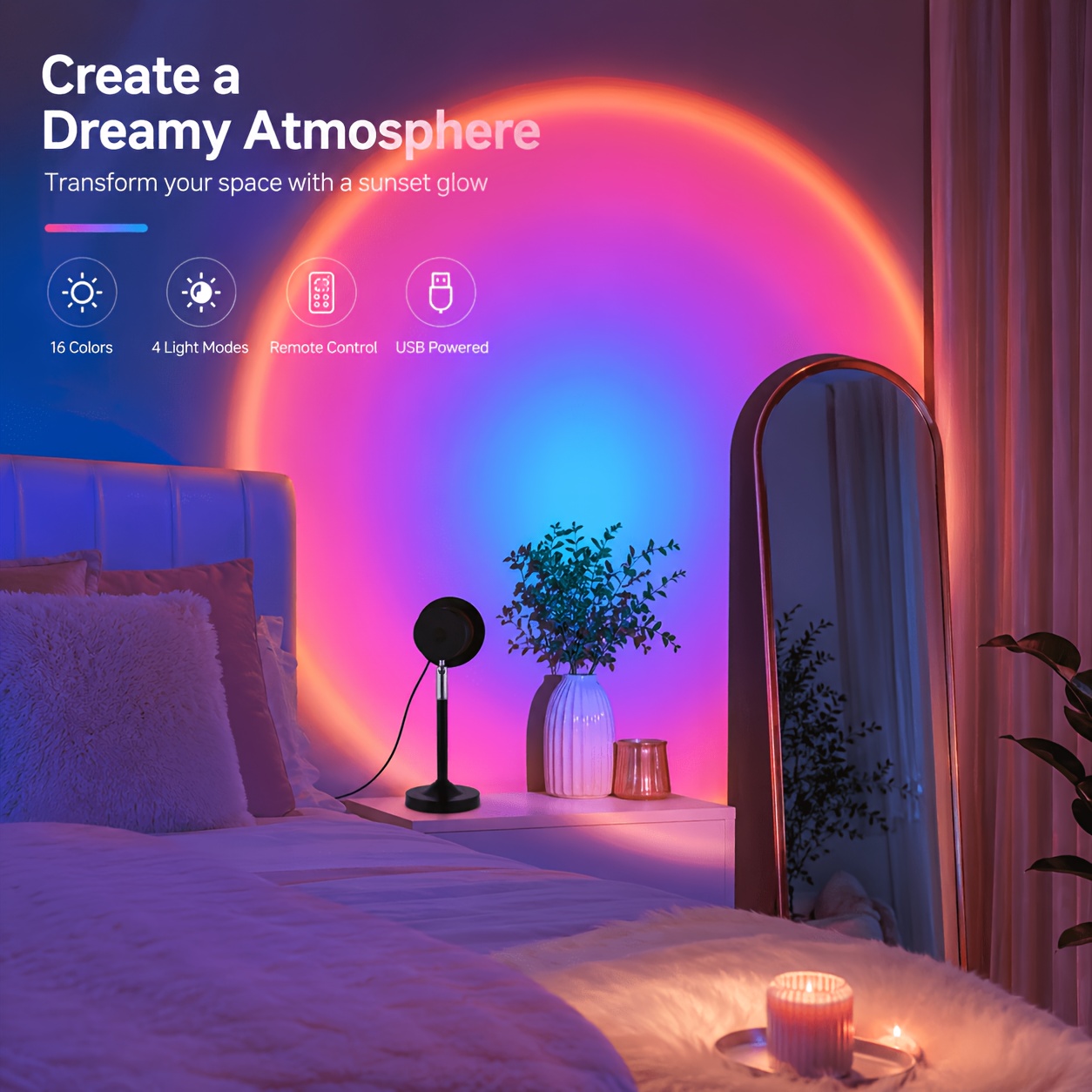 Sunset Projection Light with 16 Colors and 4 Lighting Modes